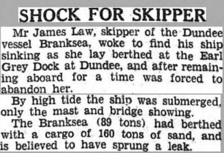 Branksea - Growler -ship sunk