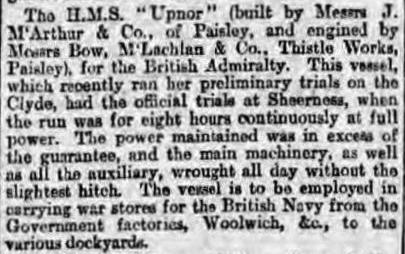 Glasgow Herald 28-6-1899 Upnor