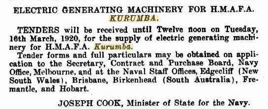 Kurumba Elec Gener equip Oz Gazette 26 2 20