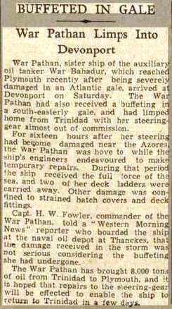 Press Cutting West Morn News - War Pathan