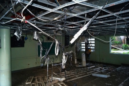 damage to the classrooms at BVI post Hurricane