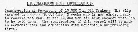 Cainet report dated 5 May 1920 building of RFA Olna