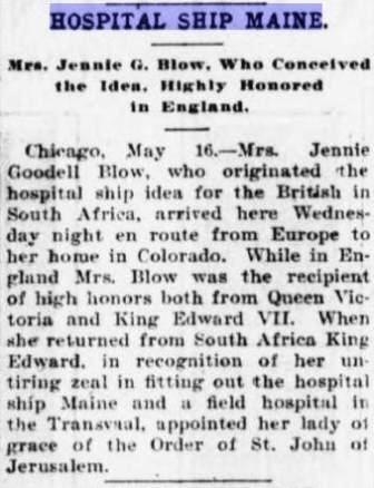 16 5 1901 Daily Public Ledger HMHS Maine