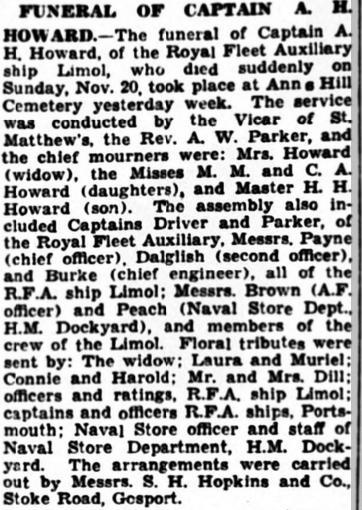 Capt A H Howard Funeral