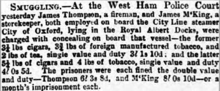City of Oxford smuggling 20 2 1884