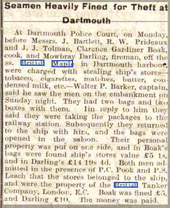 Press report British Maple 1920