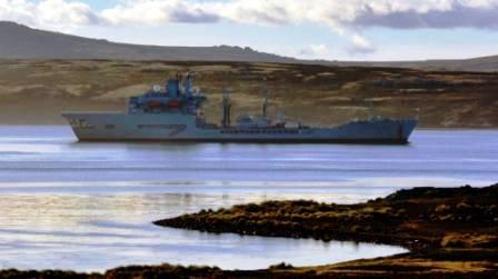 Wave Knight at anchor in Falklands